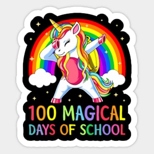 Happy 100th Day Of School Unicorn 100 Magical Days Rainbow Sticker